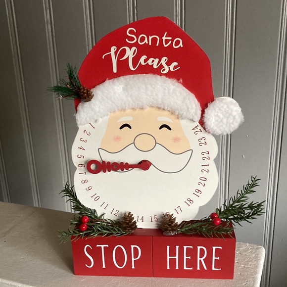 NWT- Wooden Santa Please Stop Here 🎅🏻 Days To Christmas Countdown Decoration - Picture 5 of 16
